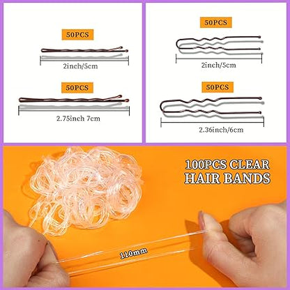 300pcs Hair Pin & Band Set – Bobby Pins & Hair Ties for Women