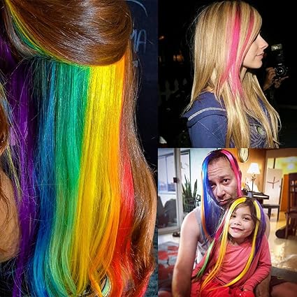 32pcs Rainbow Clip-In Hair Extensions – 20”, 16 Colors