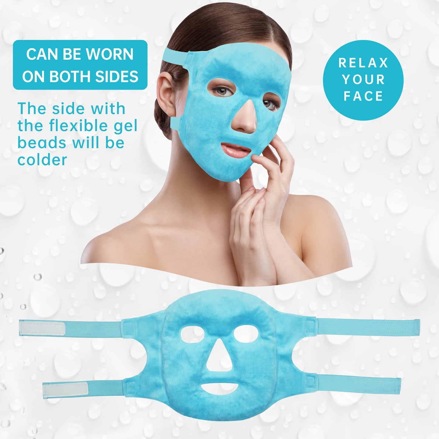 ZNÖCUETÖD Cold Face Eye Mask Ice Pack Reduce Face Puff, Dark Circles, Gel Beads Hot Heat Cold Compress Pack, Face SPA for Woman Sleeping, Pressure, Headaches, Skin Care, Post Laser Care[Blue]