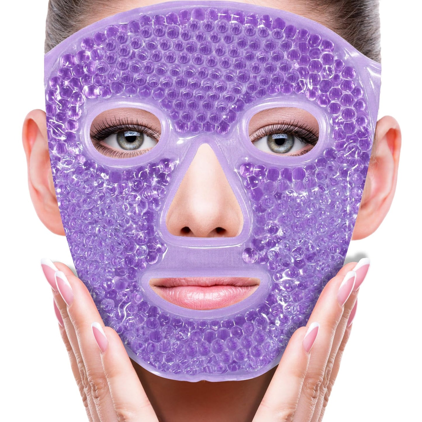 ZNÖCUETÖD Cold Face Eye Mask Ice Pack Reduce Face Puff, Dark Circles, Gel Beads Hot Heat Cold Compress Pack, Face SPA for Woman Sleeping, Pressure, Headaches, Skin Care, Post Laser Care[Blue]