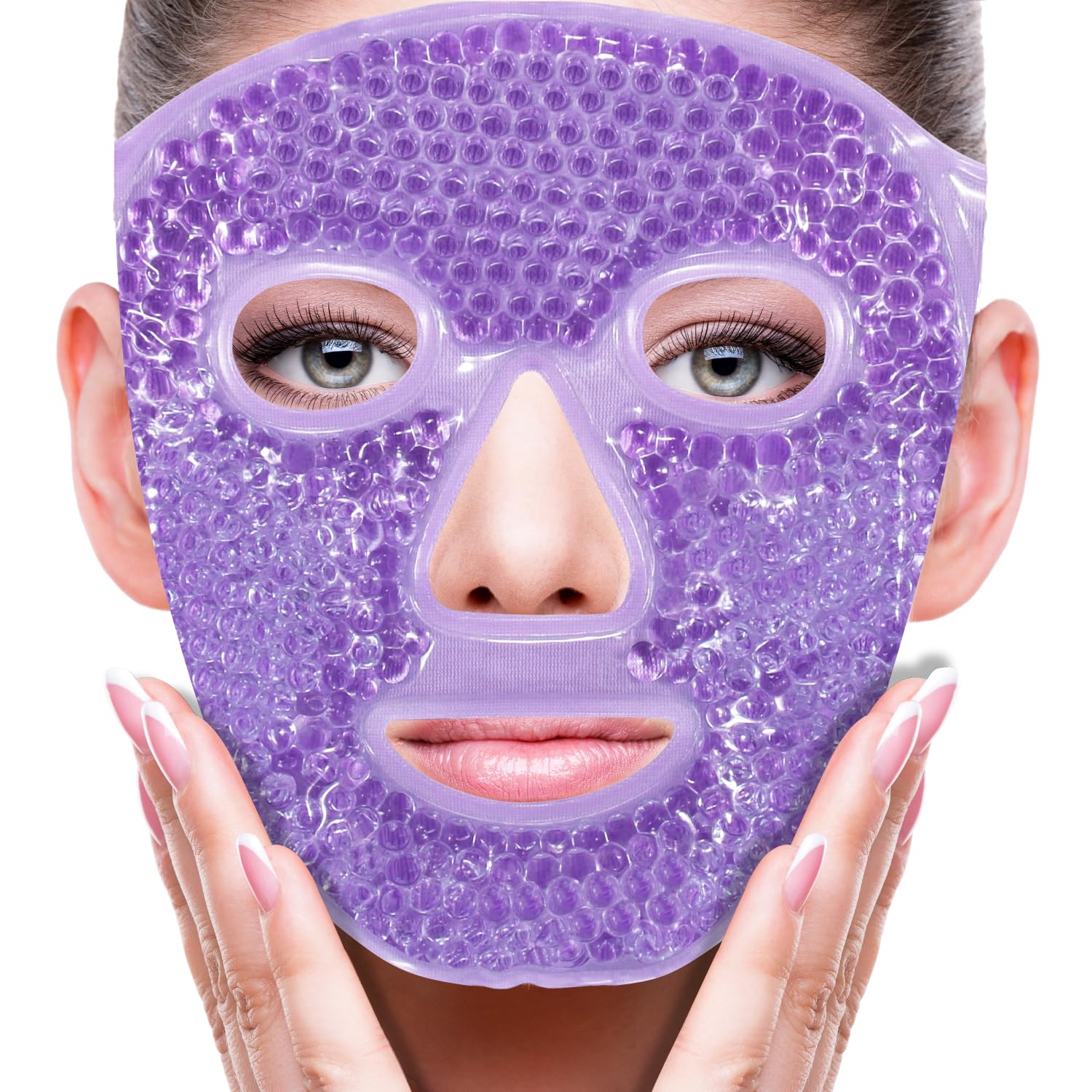 ZNÖCUETÖD Cold Face Eye Mask Ice Pack Reduce Face Puff, Dark Circles, Gel Beads Hot Heat Cold Compress Pack, Face SPA for Woman Sleeping, Pressure, Headaches, Skin Care, Post Laser Care[Blue]