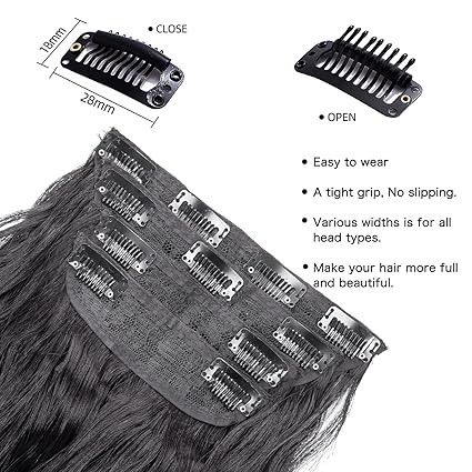 4pcs Black Curly Clip-In Hair Extensions – 20” Synthetic