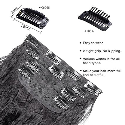 4pcs Black Curly Clip-In Hair Extensions – 20” Synthetic