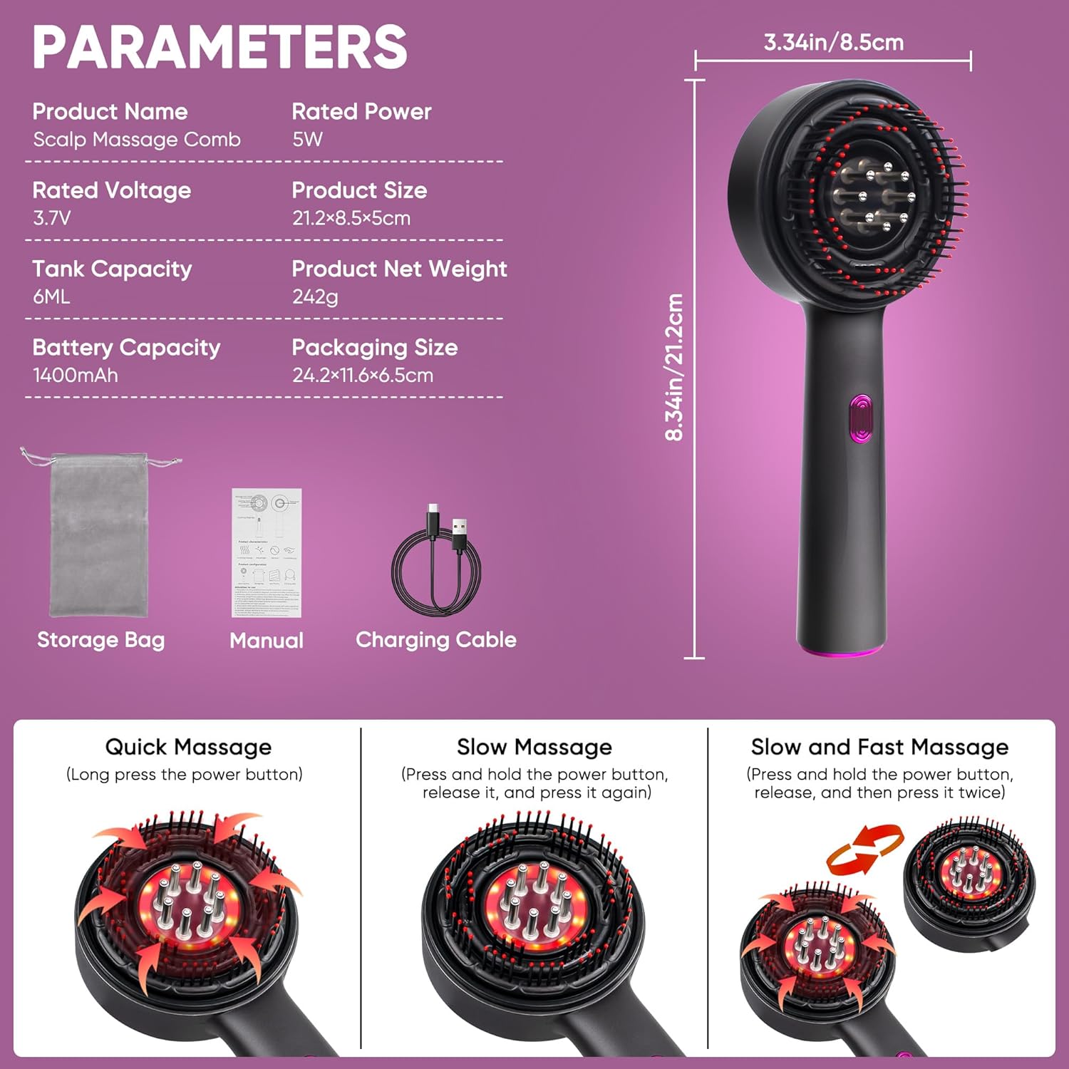 Upgrade 2 in 1 Hair Oil Applicator,Electric Hair Brushes for Hair Growth,Oil Applicator Scalp Massager,IPX7 Waterproof Electric Scalp Massager