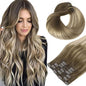 HOTBANANA 14” Ombre Clip-In Hair – 7pcs Human Hair, 120g