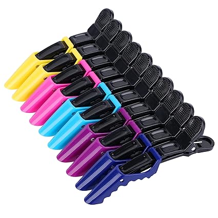 10-Pack Hair Clips – Wide Teeth, Double-Hinged, Salon Quality