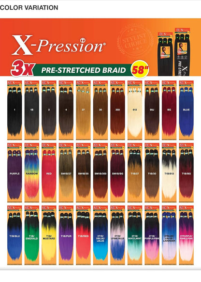 Sensationnel Braids African Collection 6X X-Pression Pre-Stretched Braid 58" (1-PACK, 4)