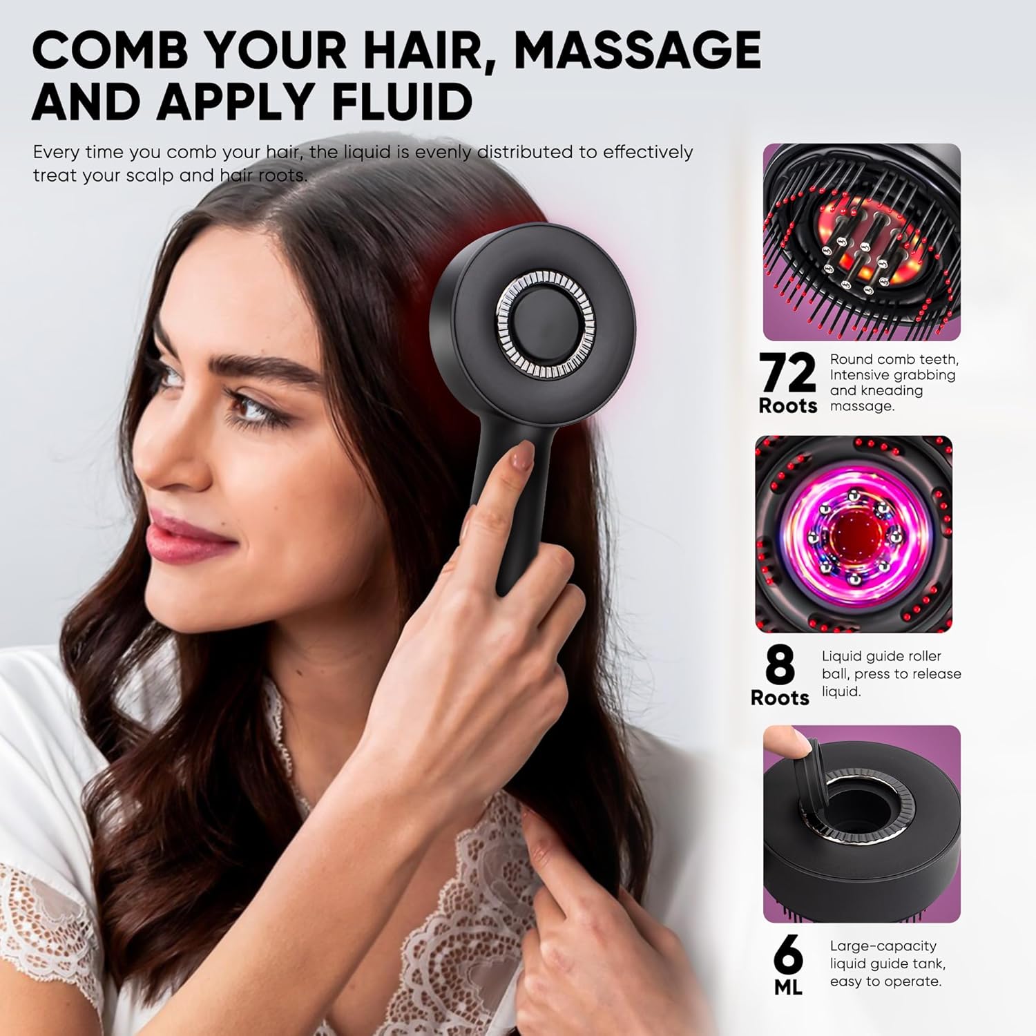 Upgrade 2 in 1 Hair Oil Applicator,Electric Hair Brushes for Hair Growth,Oil Applicator Scalp Massager,IPX7 Waterproof Electric Scalp Massager