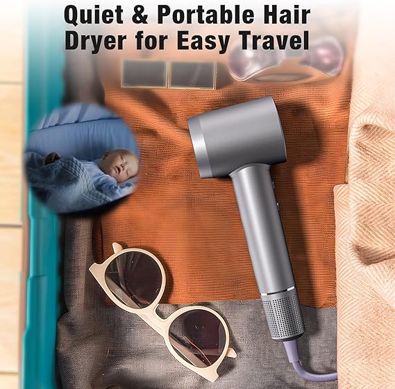 160,000 RPM Ionic Hair Dryer – Fast-Drying, Low Noise, with Diffuser & Nozzle