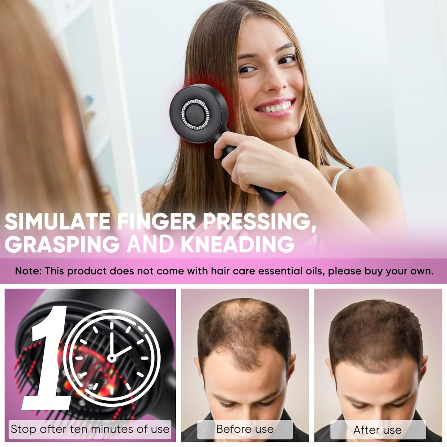 Upgrade 2 in 1 Hair Oil Applicator,Electric Hair Brushes for Hair Growth,Oil Applicator Scalp Massager,IPX7 Waterproof Electric Scalp Massager