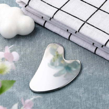 Nuanchu Stainless Steel Gua Sha Facial Tools Guasha for Face Metal Gua Sha Tighten Skin Massage Guasha Beauty Tool for Body Eyes Neck Massager with Travel Pouch Skin Care Gifts (Silver)