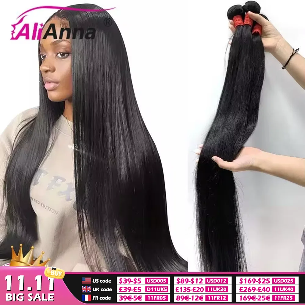 10A 36 38 40 Inch Human Hair Bundles Brazilian Hair Weave Bundles Straight Human Hair Bundles 30 Inch Bundles Hair Extensions