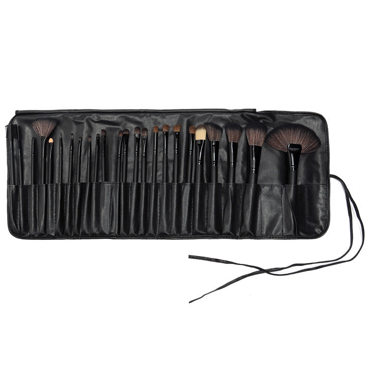 24 PCs Makeup Brush With Horse Hair Black Wood Color Makeup Full Set