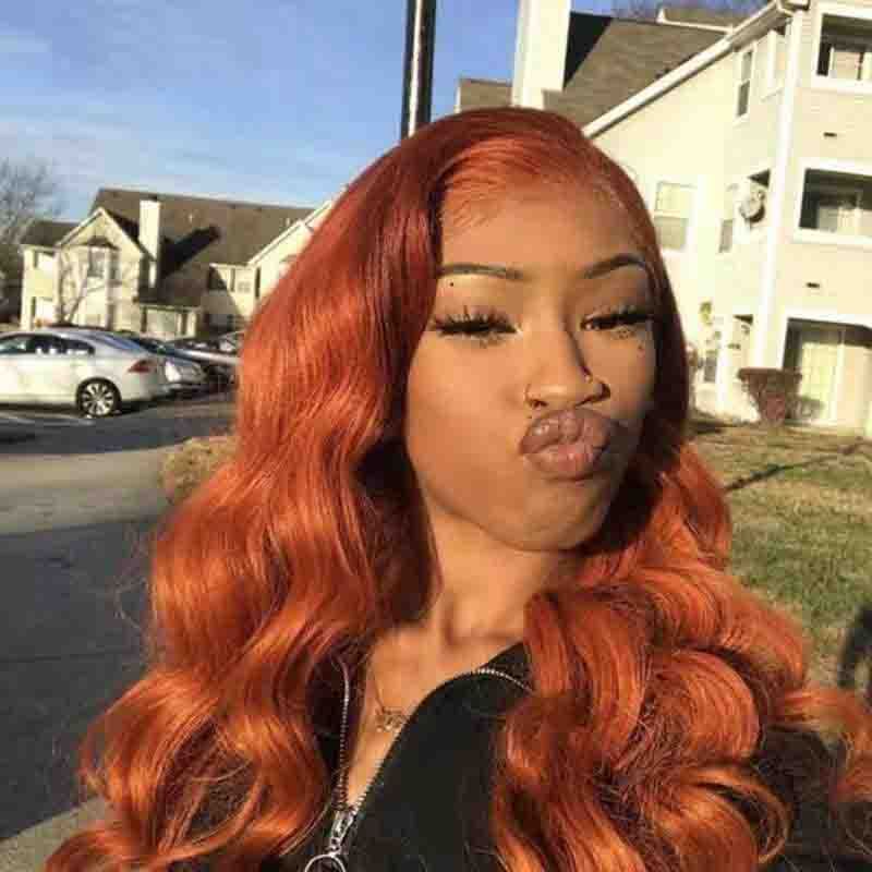 Dark Orange Wig Hair Smooth Hair