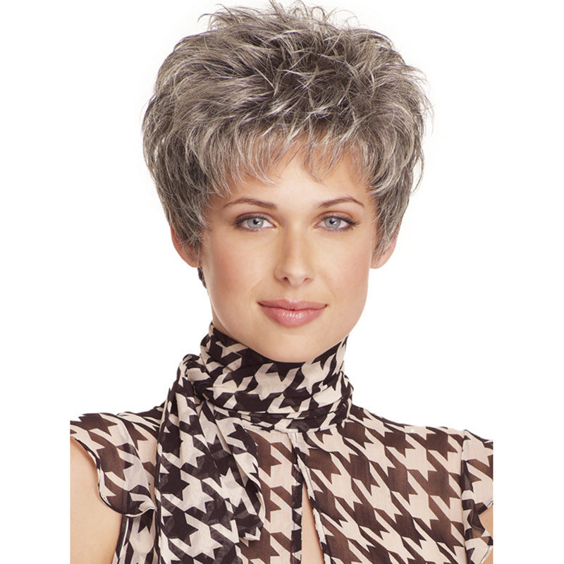 Middle-aged Mom High-temperature Fiber Rose Net Wig