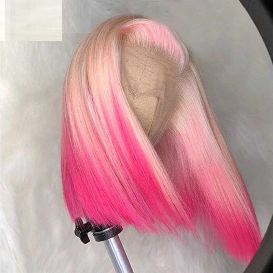 Gradient Front Lace High-quality Human Hair (Pink)