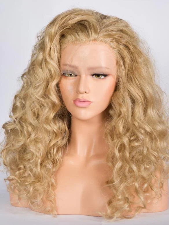 Natural honey blonde full swiss lace front wigs with baby hair