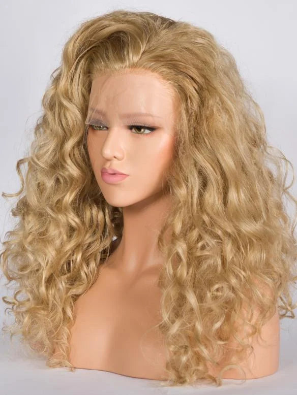 Natural honey blonde full swiss lace front wigs with baby hair