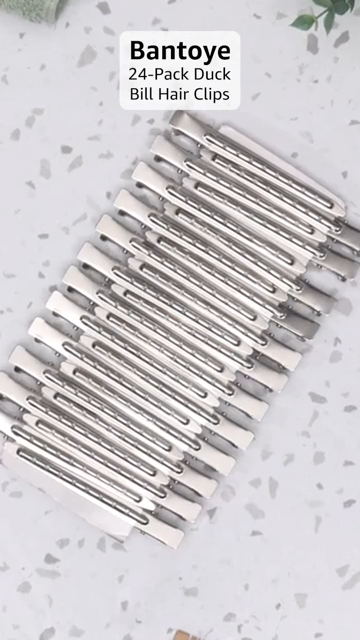 24 Metal Duck Bill Hair Clips, 3.5", Silver
